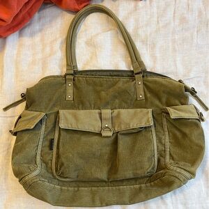 Vintage Sisley Corduroy Bag — Olive Green/ Large